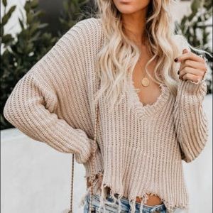 Apricot Tainted Love Cotton Distressed Sweater
